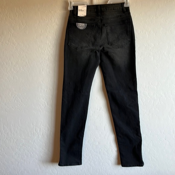Button -Up High Rise Slim Straight Fit Jeans Black Wash Size 1/25 - Picture 4 of 12